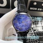 Copy Patek Philippe Sky Moon Celestial Star Dial Black Leather Strap Watch